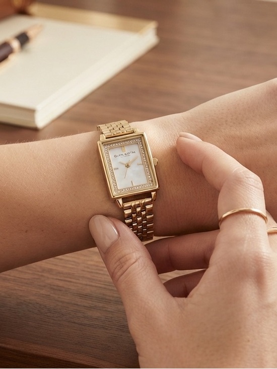 OLIVIA BURTON Accessories - OLIVIA BURTON Gold-Tone Square Bracelet Watch with White Dial